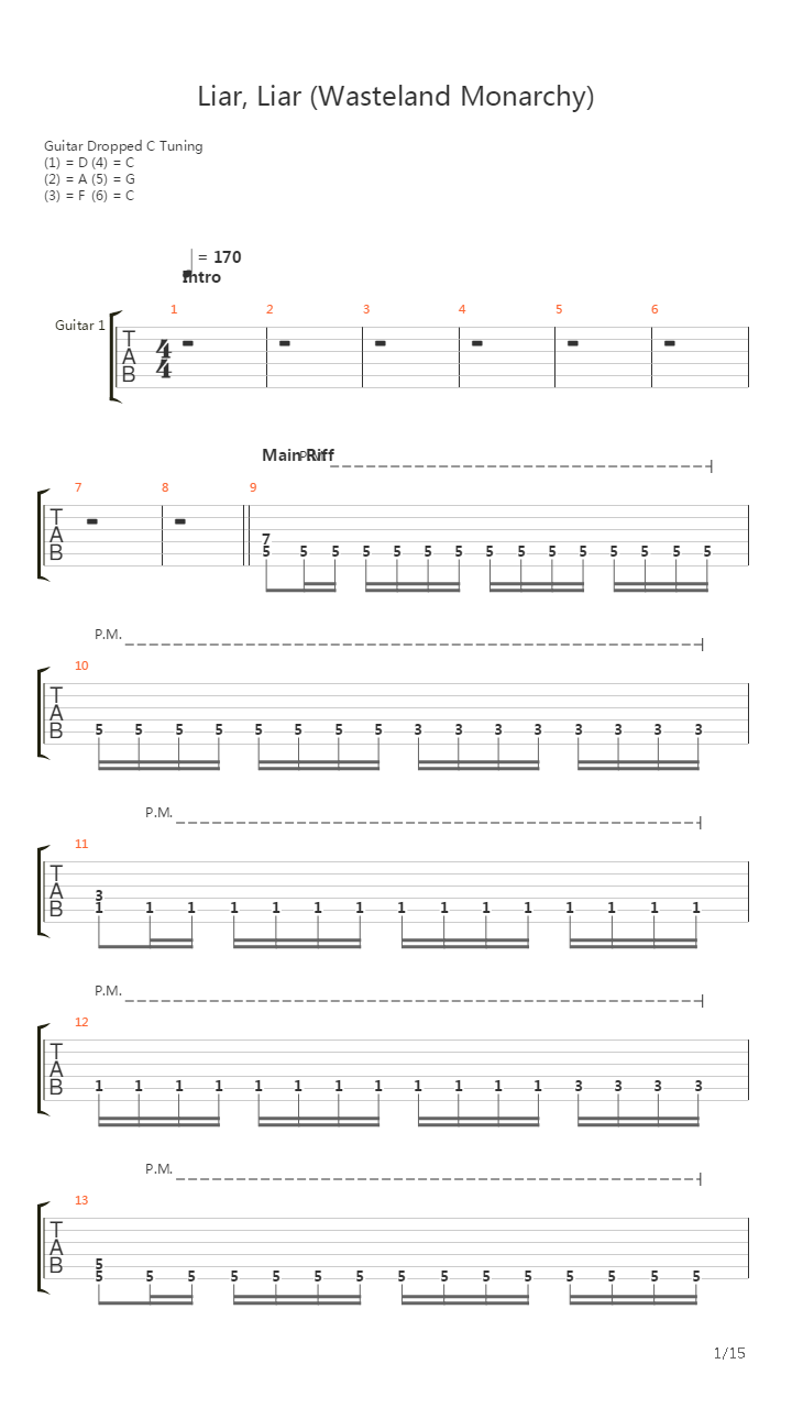 Liar Liar Wasteland Monarchy吉他谱