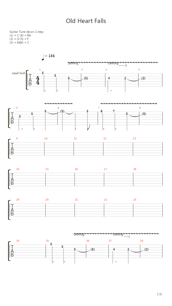 Old Heart Falls吉他谱