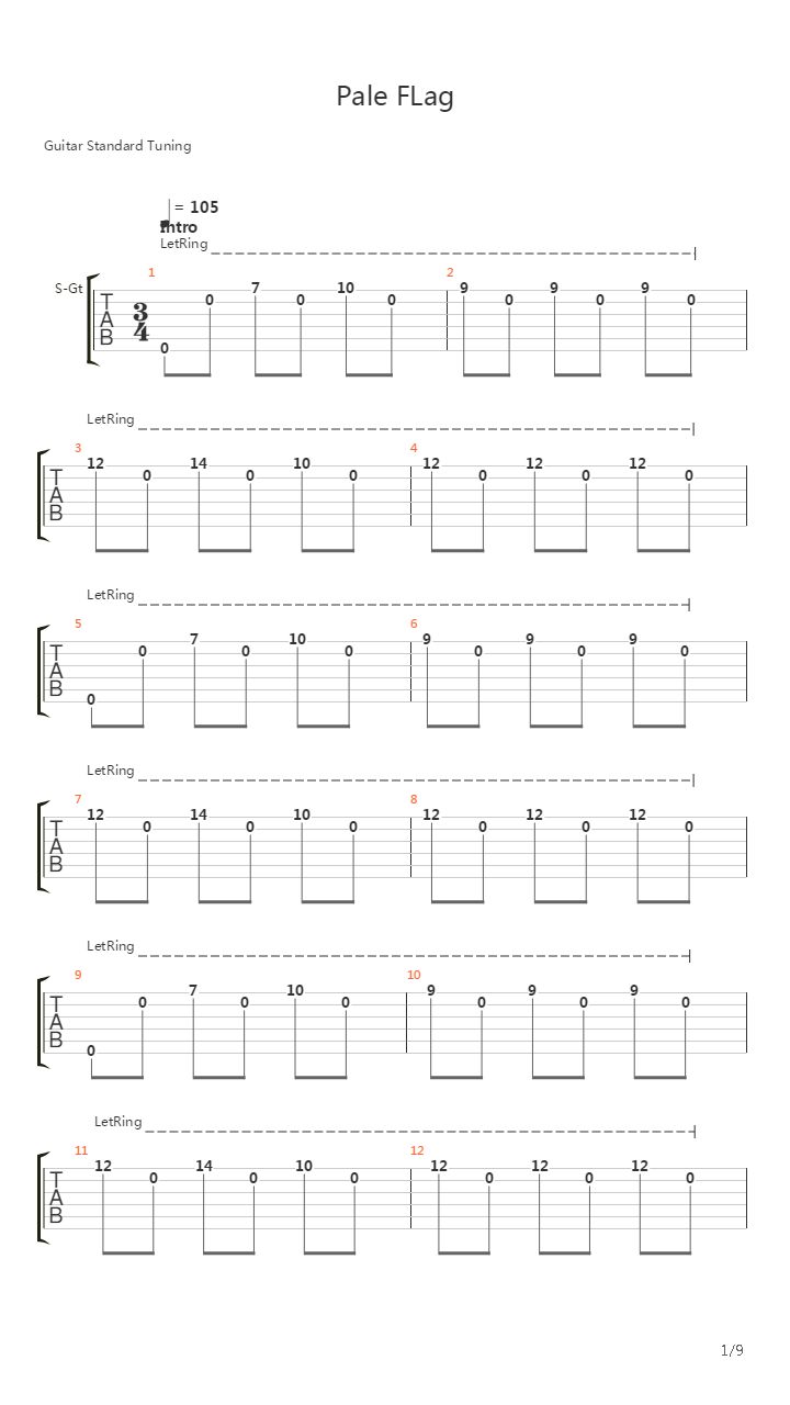 Pale Flag吉他谱