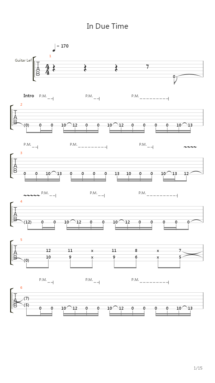 In Due Time吉他谱