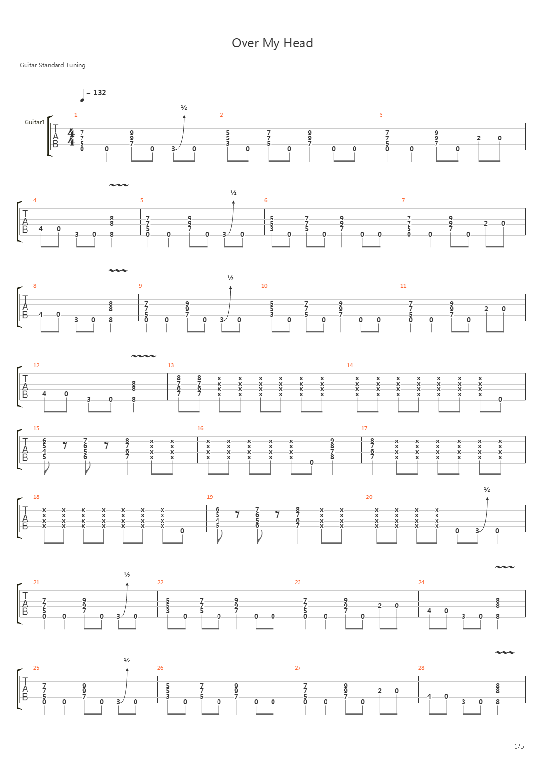 Over My Head吉他谱