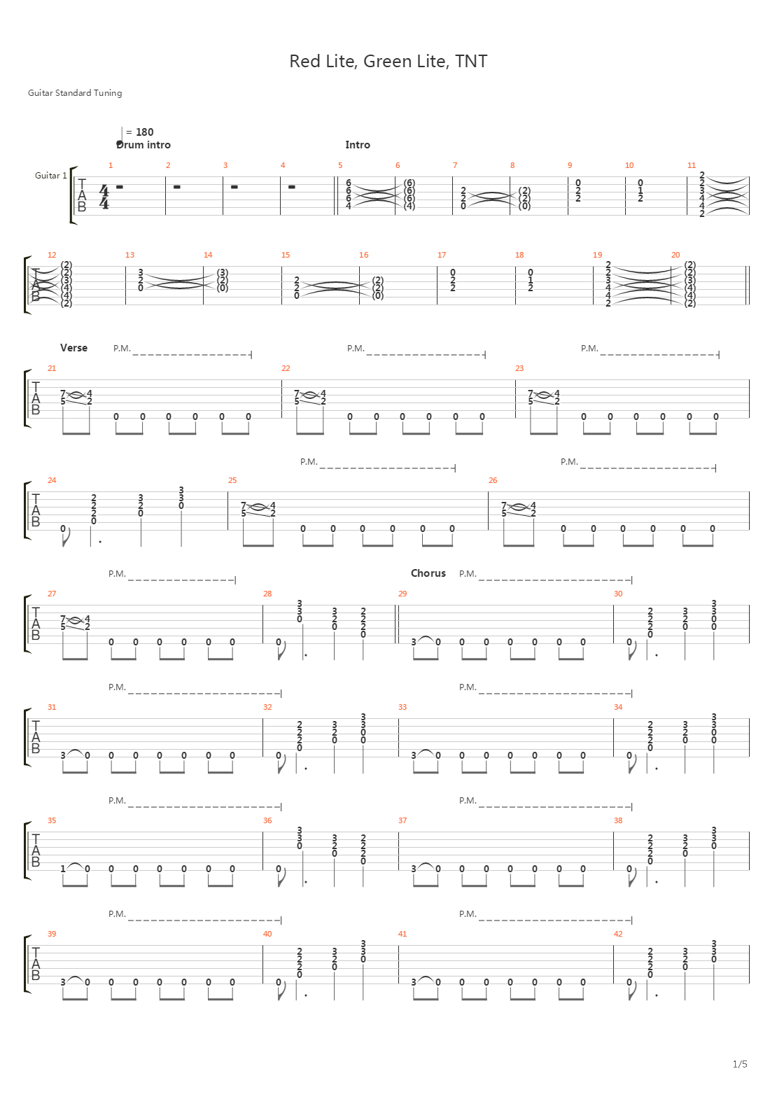 Red Lite Green Lite Tnt吉他谱