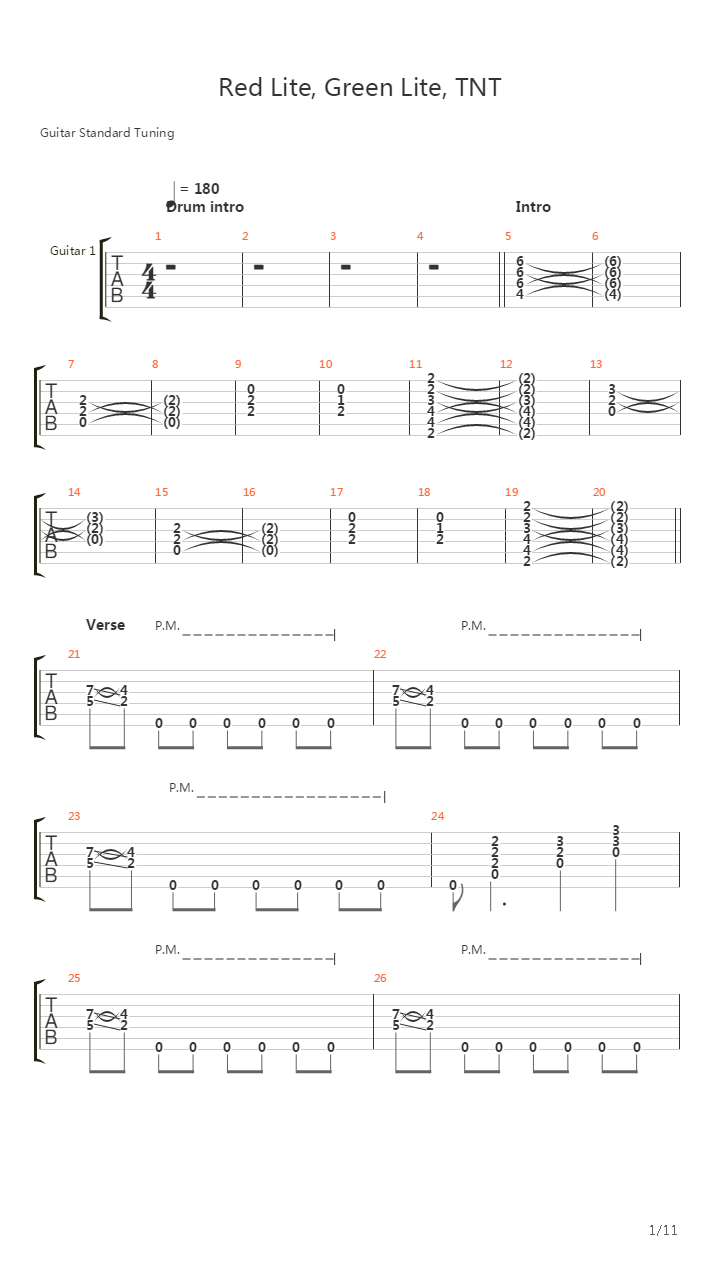 Red Lite Green Lite Tnt吉他谱