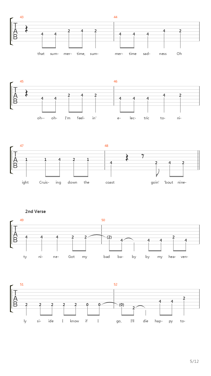 Summertime Sadness吉他谱