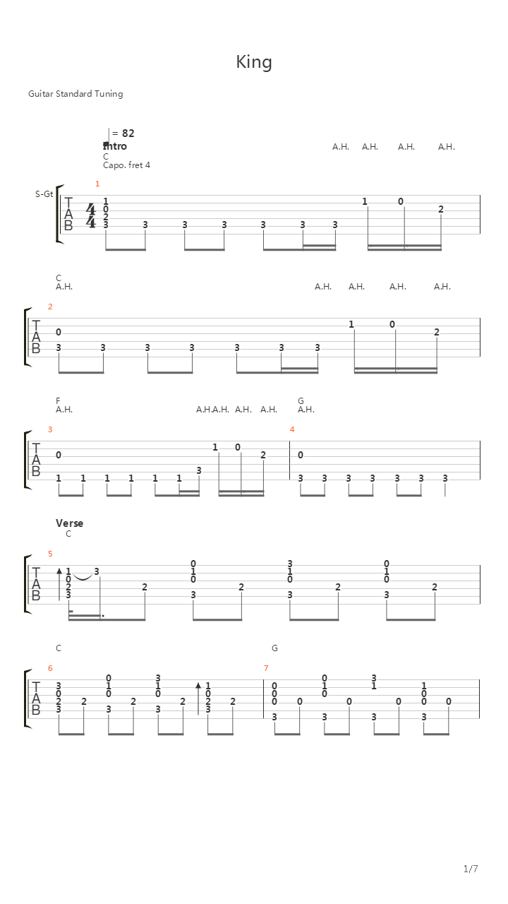 King吉他谱