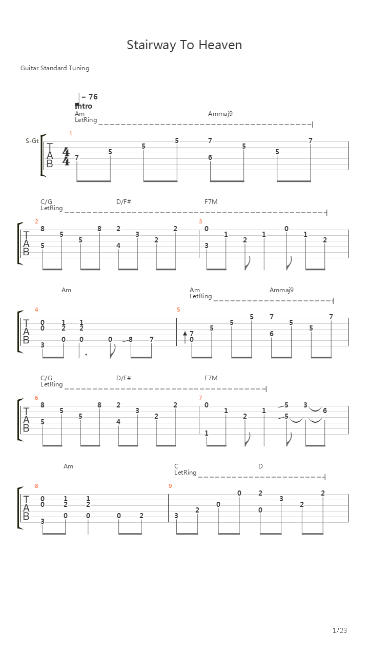 Stairway To Heaven吉他谱