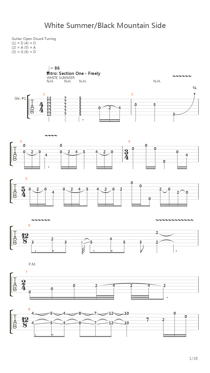 White Summer - Black Mountain Side吉他谱