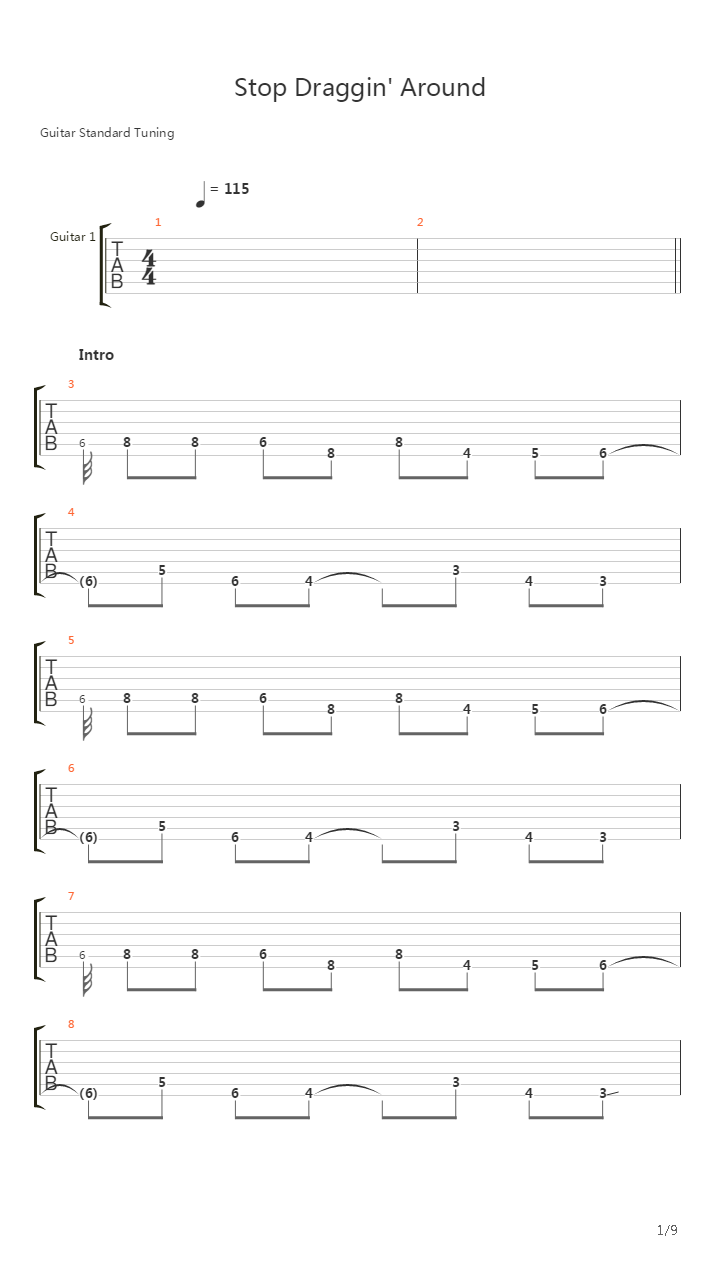 Stop Draggin Around吉他谱
