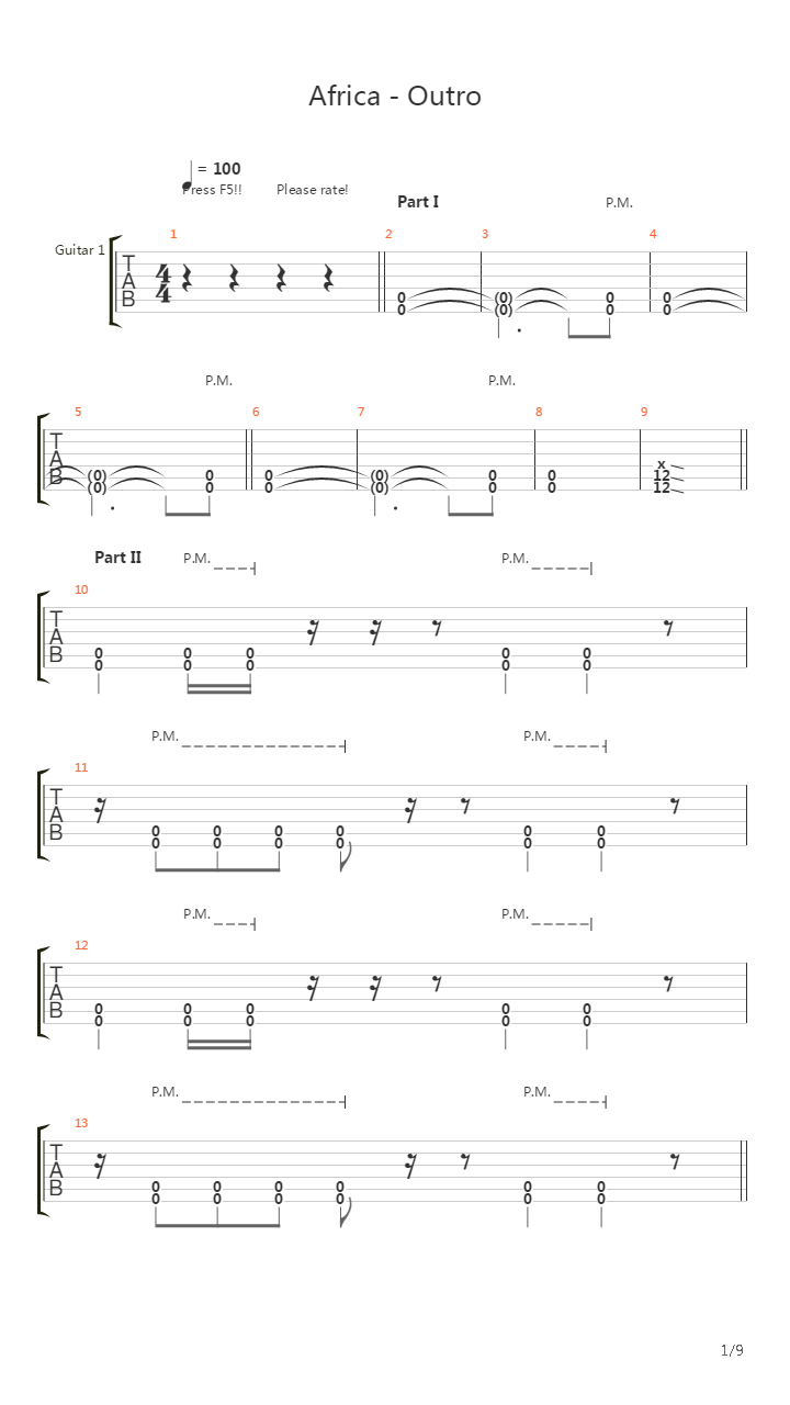 Africa Outro吉他谱