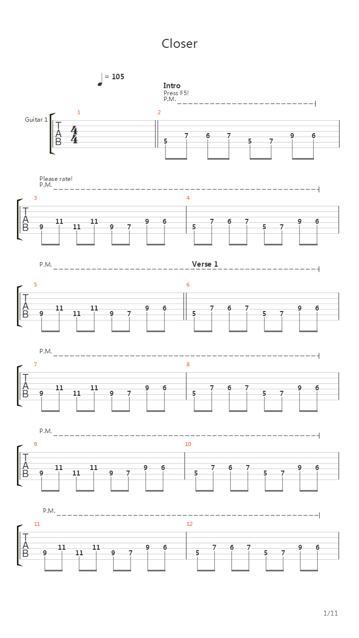 Closer吉他谱