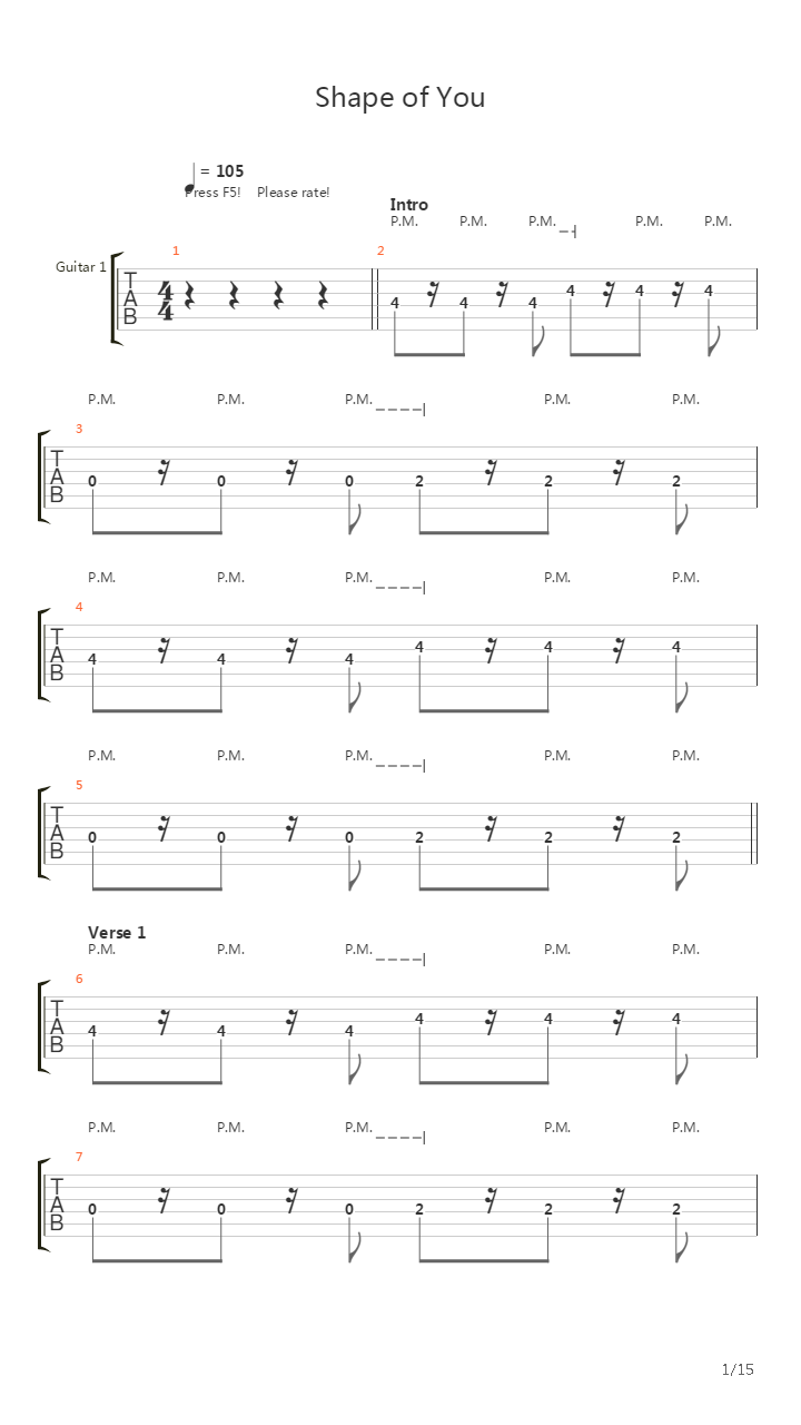 Shape Of You吉他谱