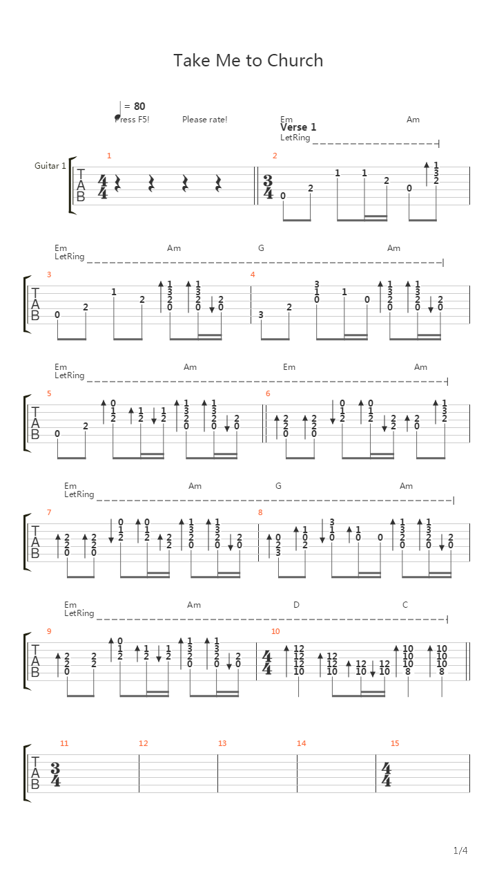 Take Me To Church吉他谱