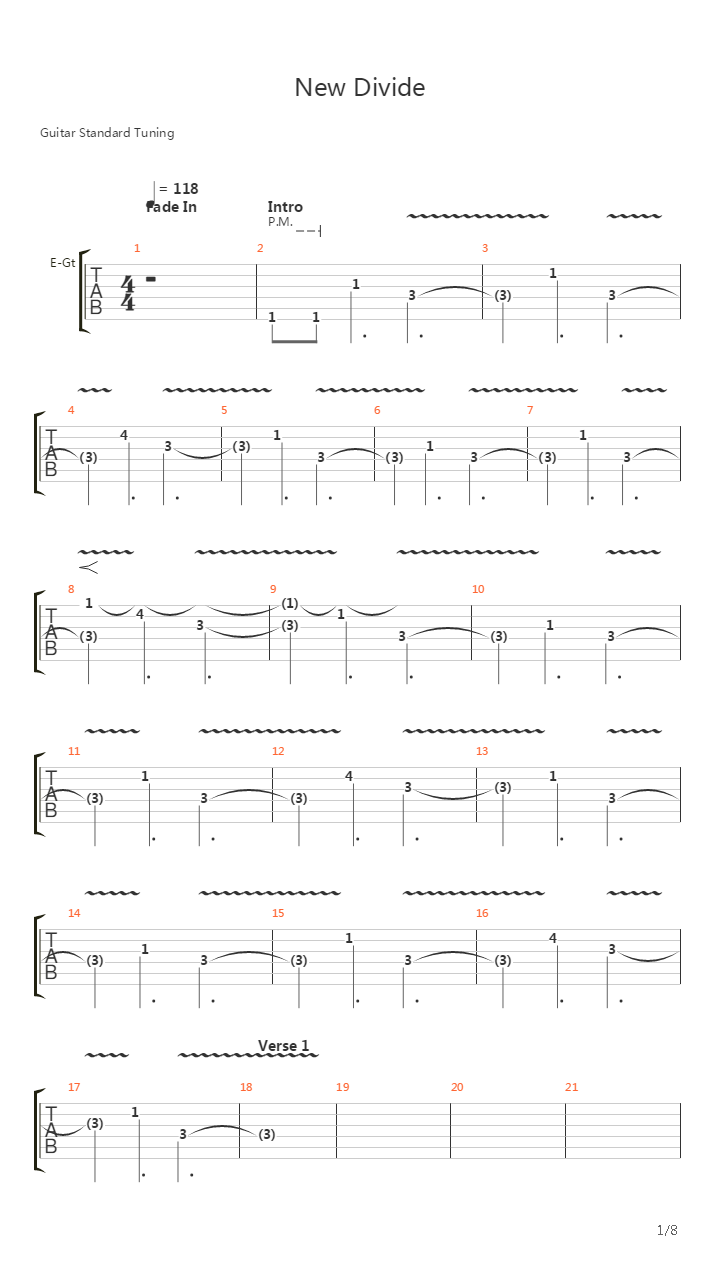 New Divide吉他谱