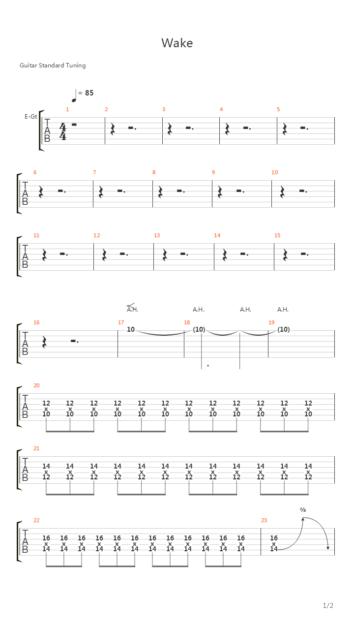 Wake吉他谱