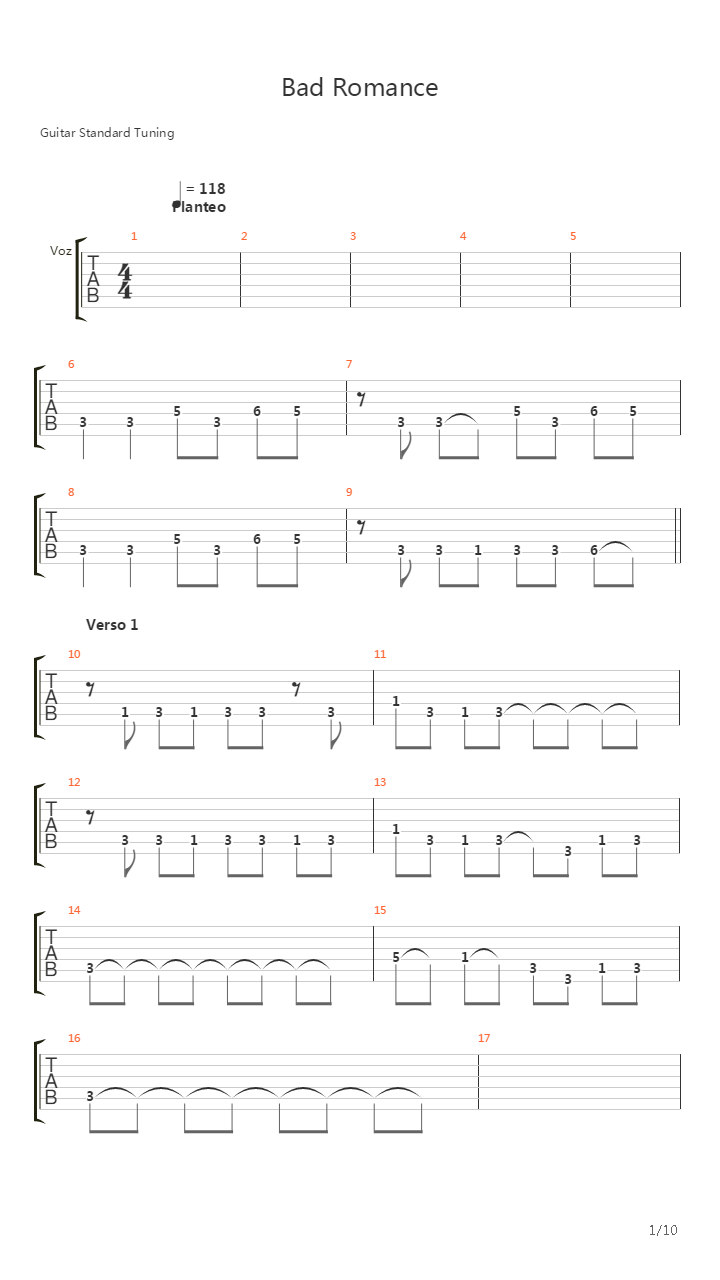 Bad Romance吉他谱