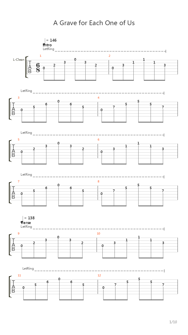 A Grave For Each One Of Us吉他谱
