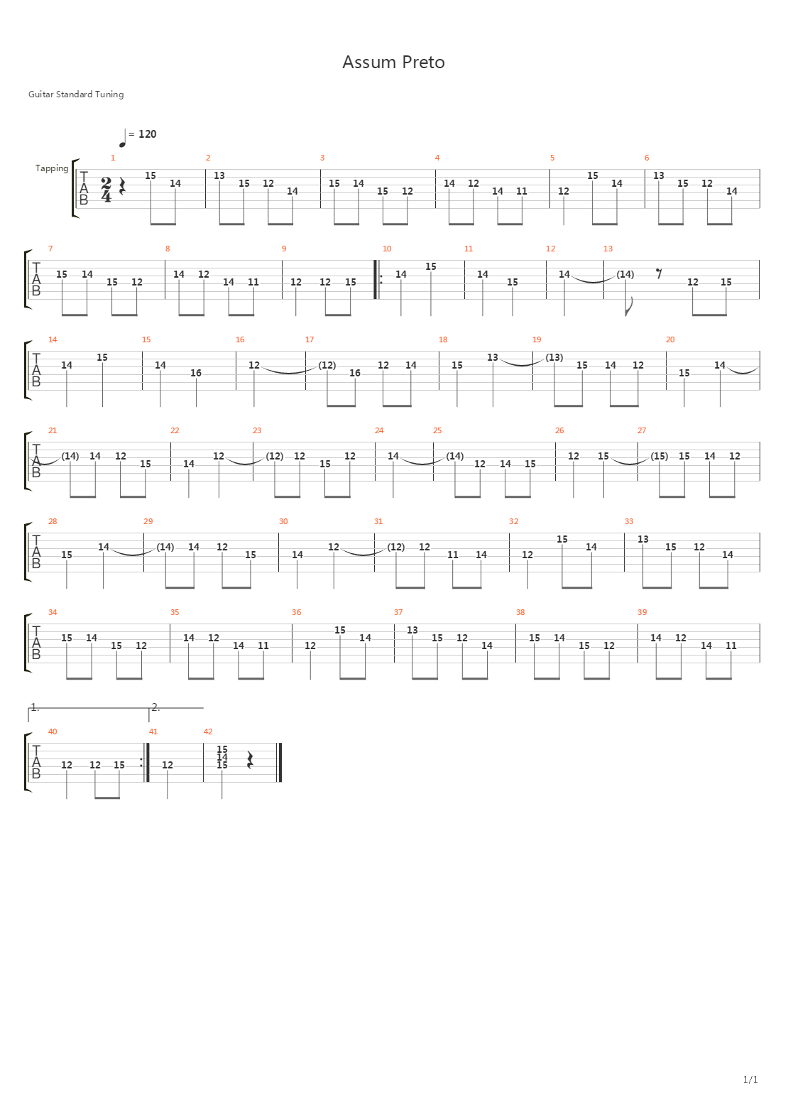 Assum Preto吉他谱