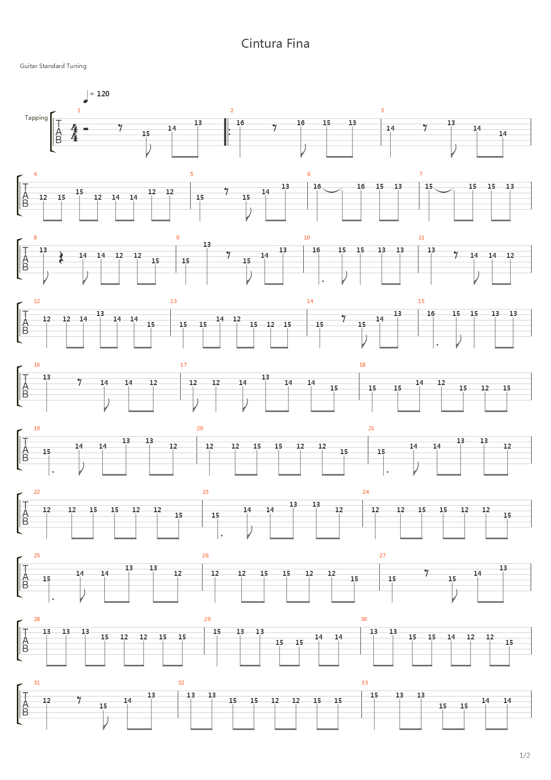 Cintura Fina吉他谱