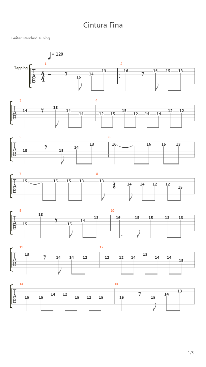 Cintura Fina吉他谱