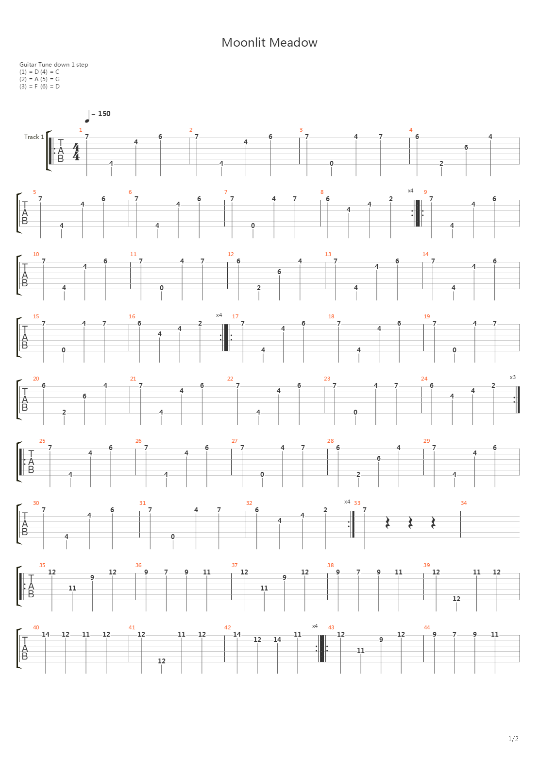 Moonlit Meadow吉他谱