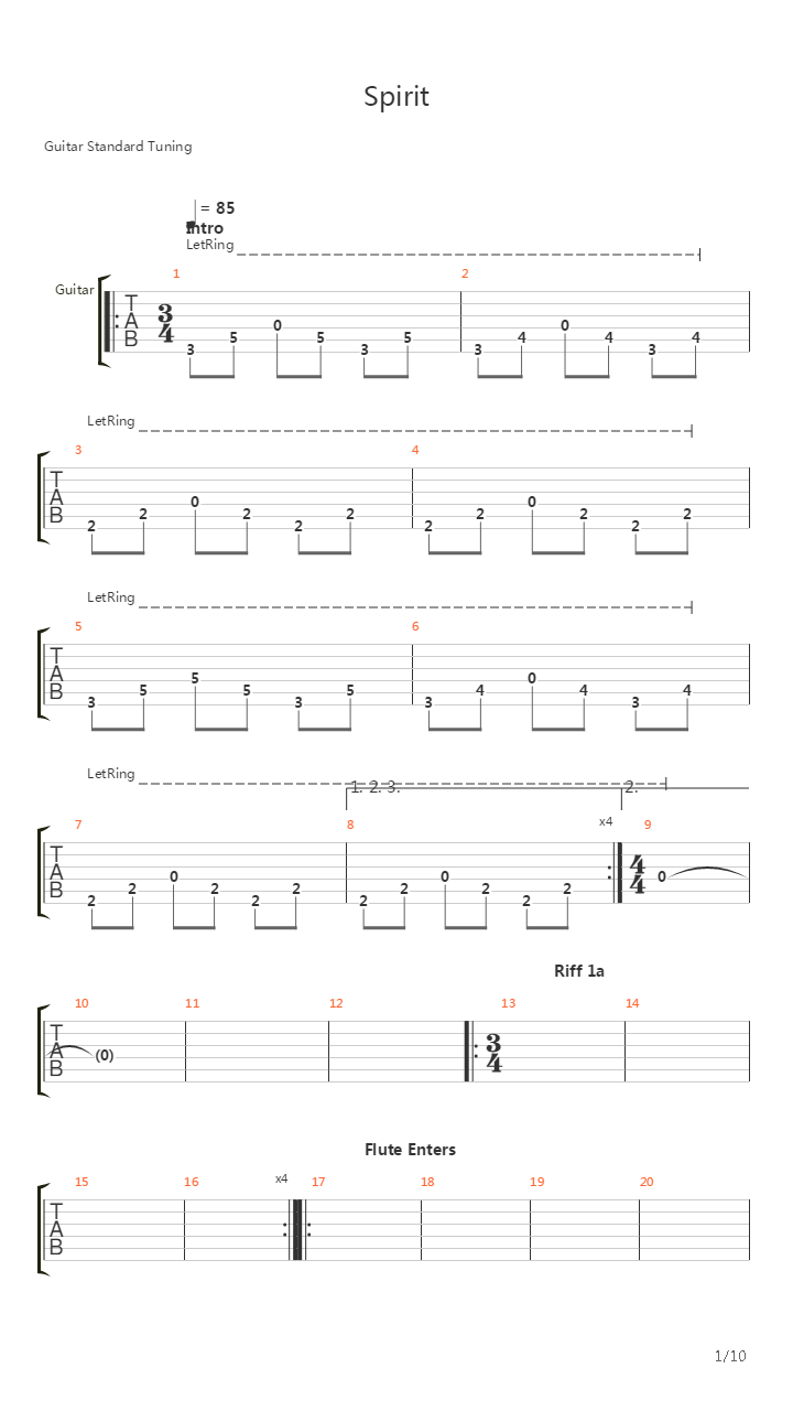 Spirit吉他谱