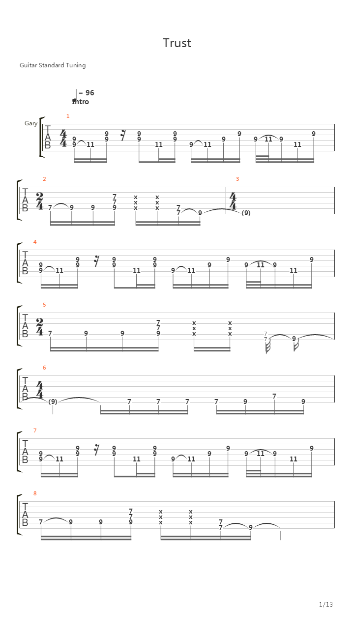 Trust吉他谱