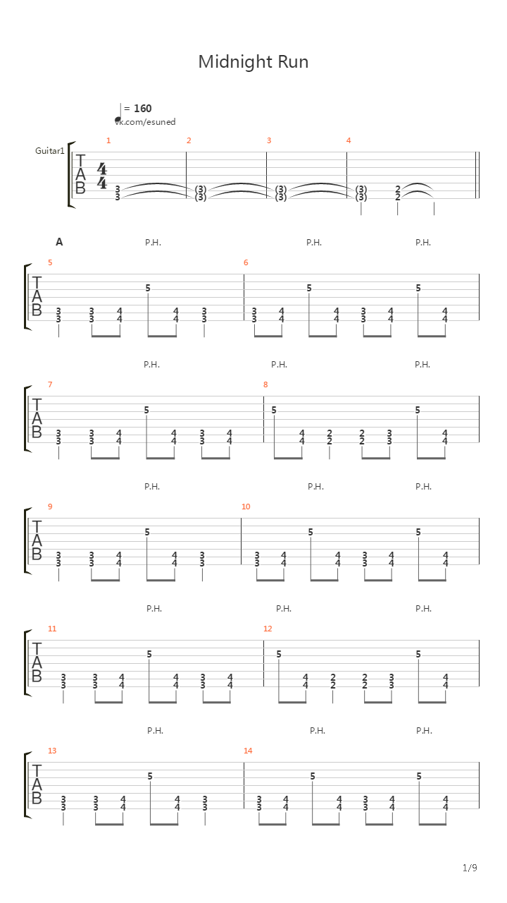 Midnight Run吉他谱