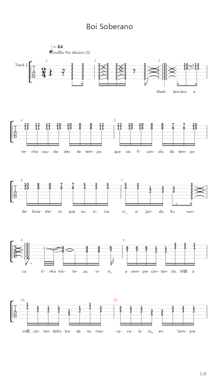 Boi Soberano吉他谱