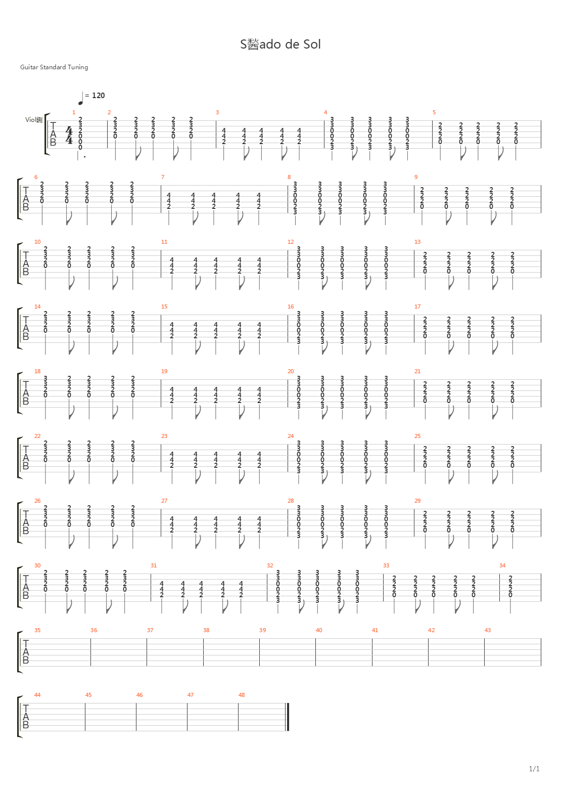 Sabado De Sol吉他谱