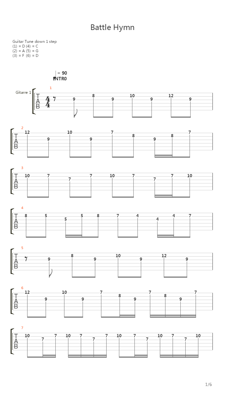 Battle Hymn吉他谱