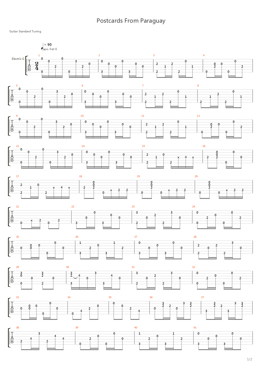 Postacards From Paraguay吉他谱