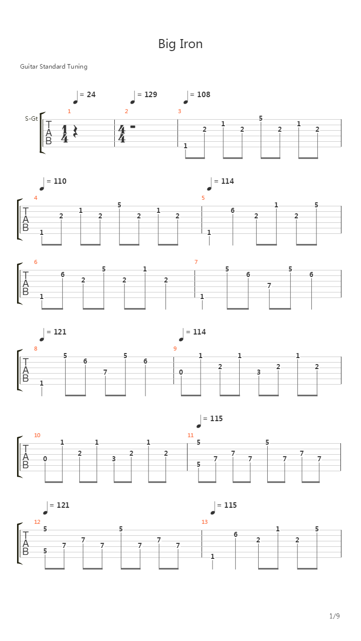 Big Iron吉他谱