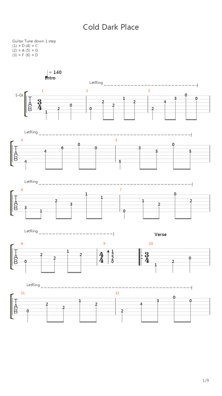 Cold Dark Place吉他谱