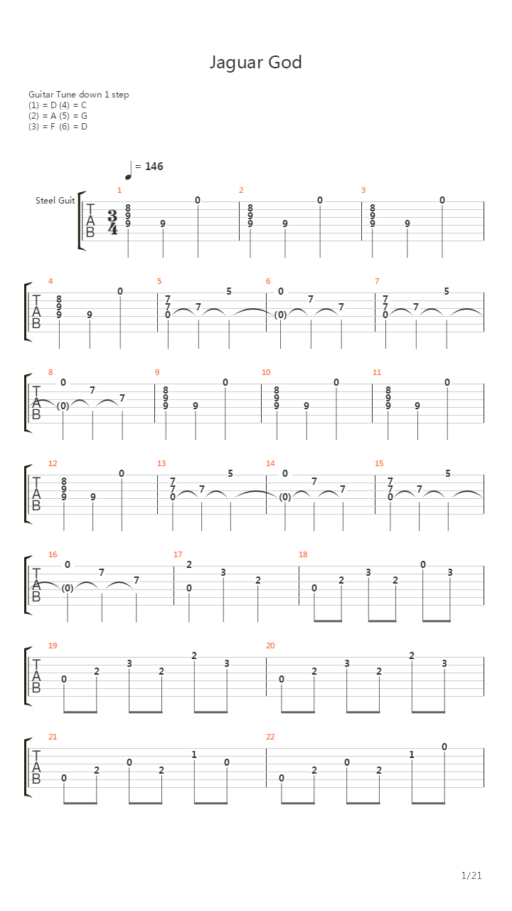 Jaguar God吉他谱