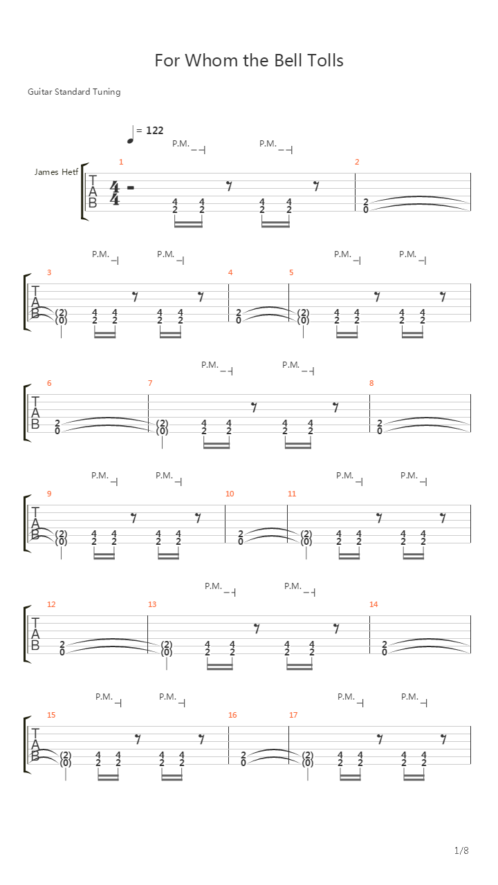 For Whom The Bell Tolls吉他谱