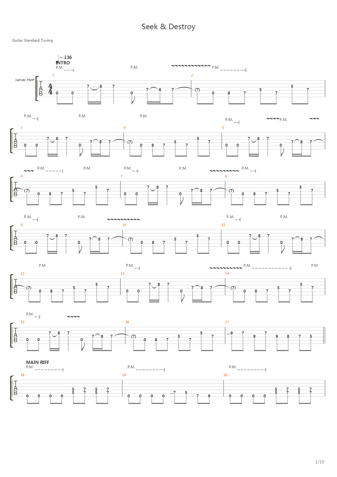Seek And Destroy吉他谱