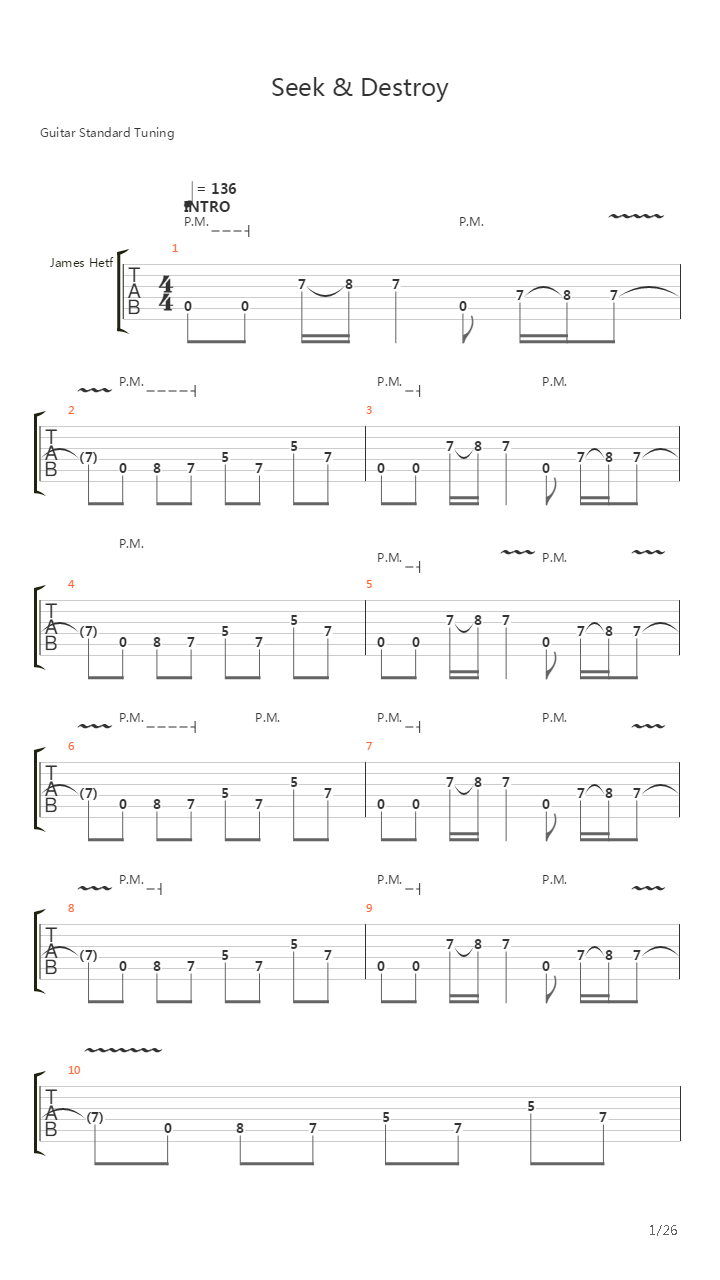 Seek And Destroy吉他谱