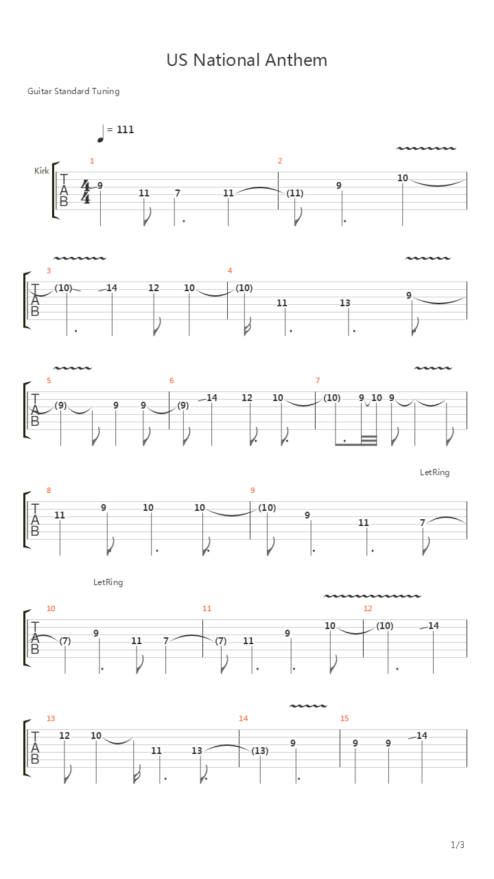 US National Anthem吉他谱