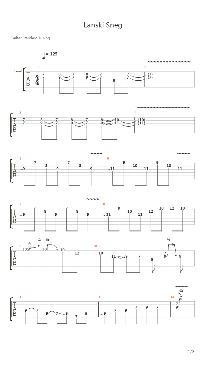 Lanski Sneg  solo吉他谱