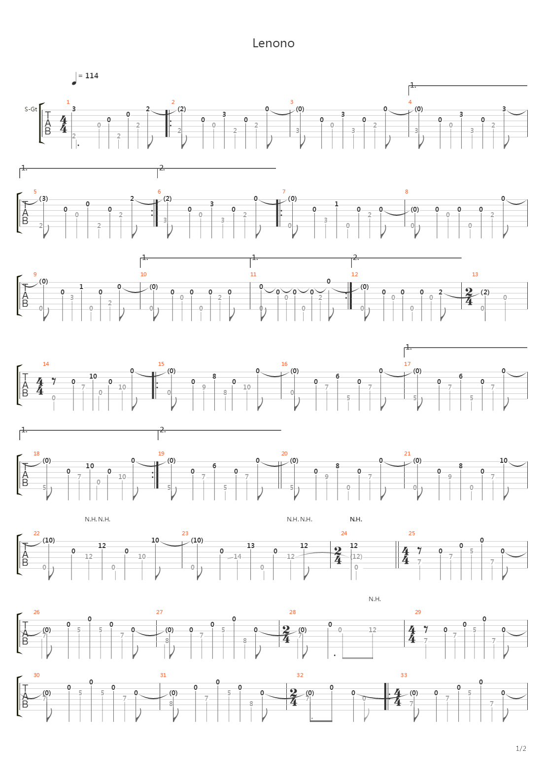 Lenono吉他谱