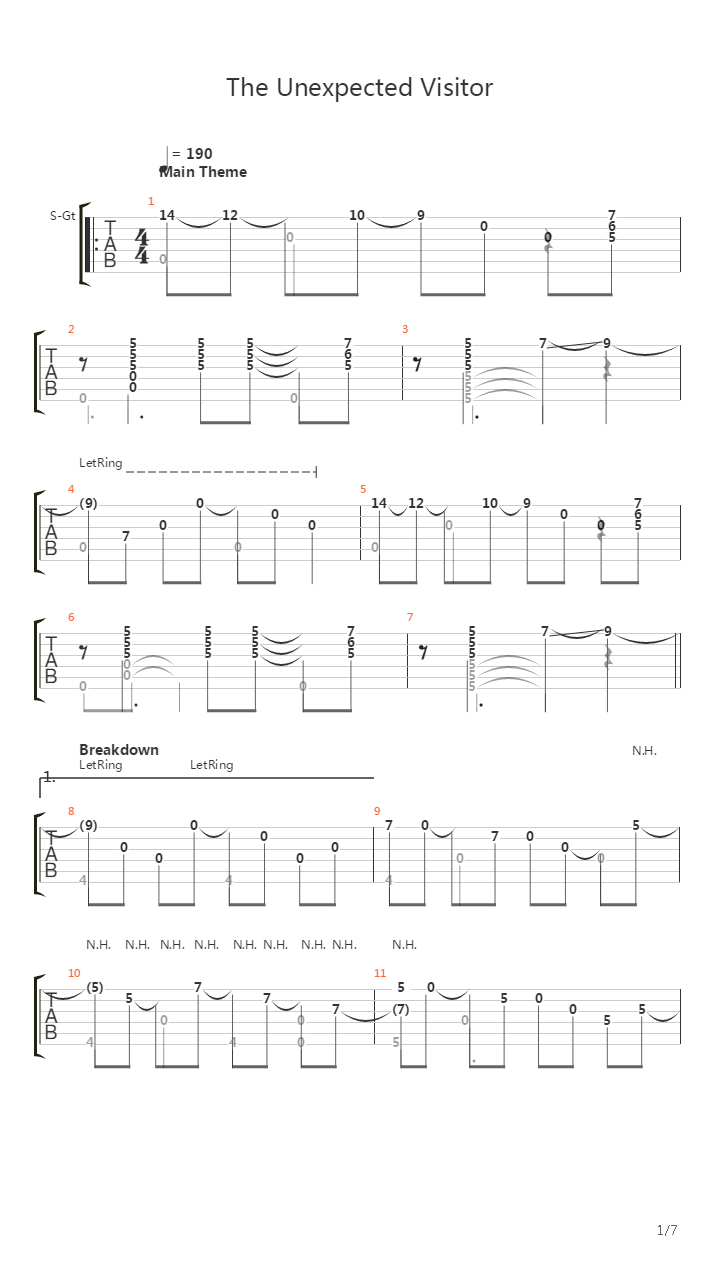 The Unexpected Visitor吉他谱