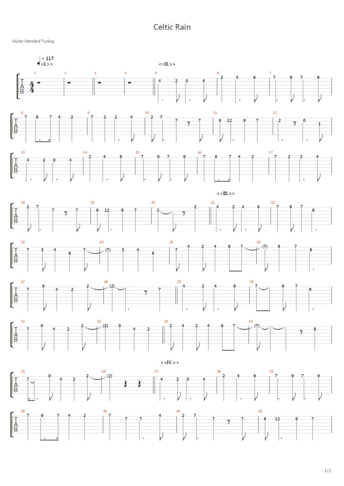 Celtic Rain吉他谱