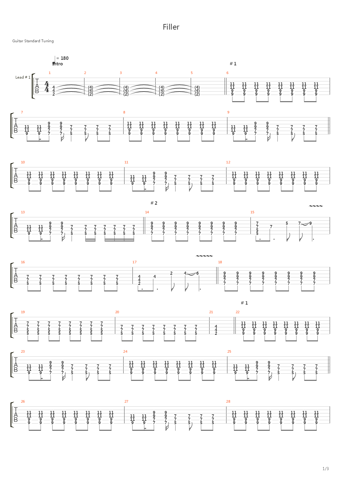 Filler吉他谱