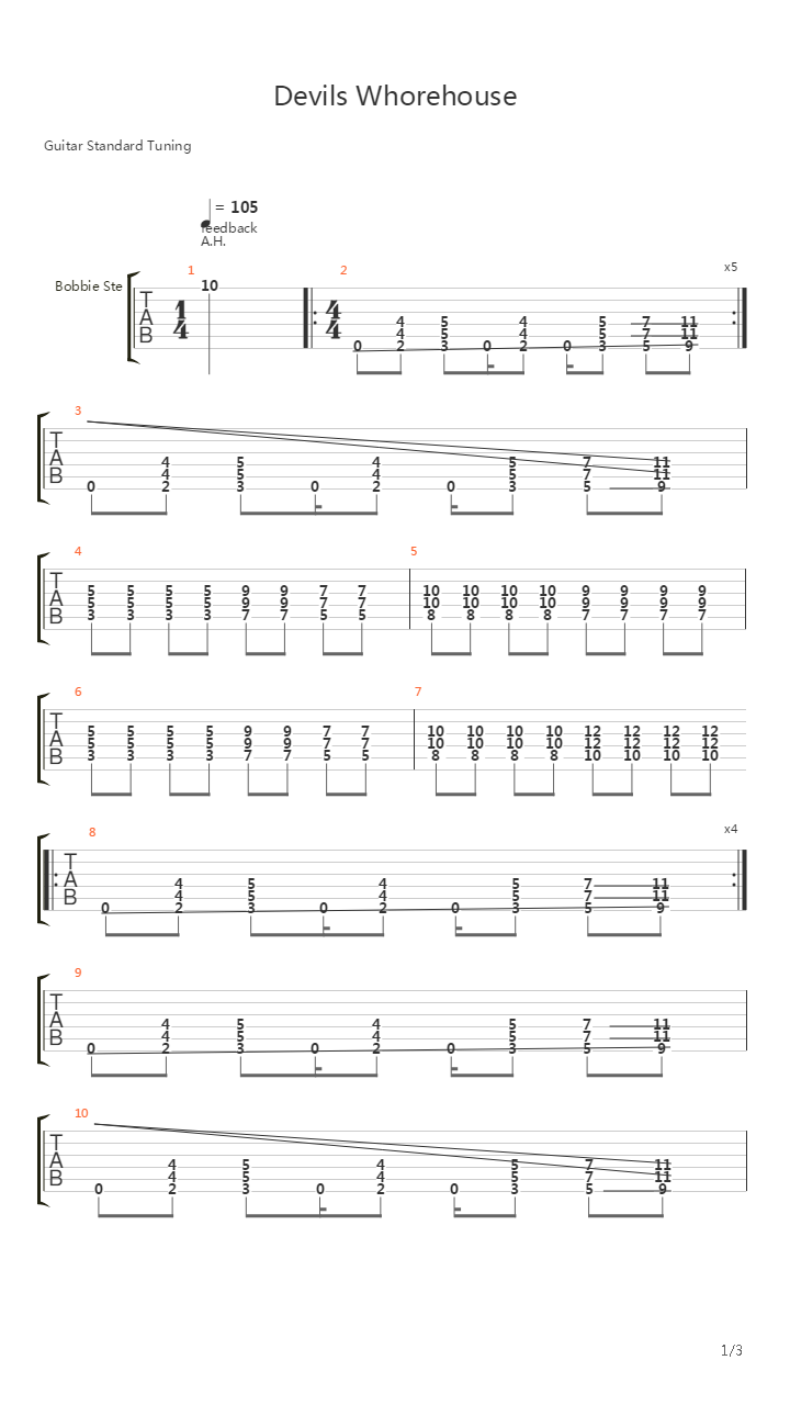 Devils Whorehouse吉他谱