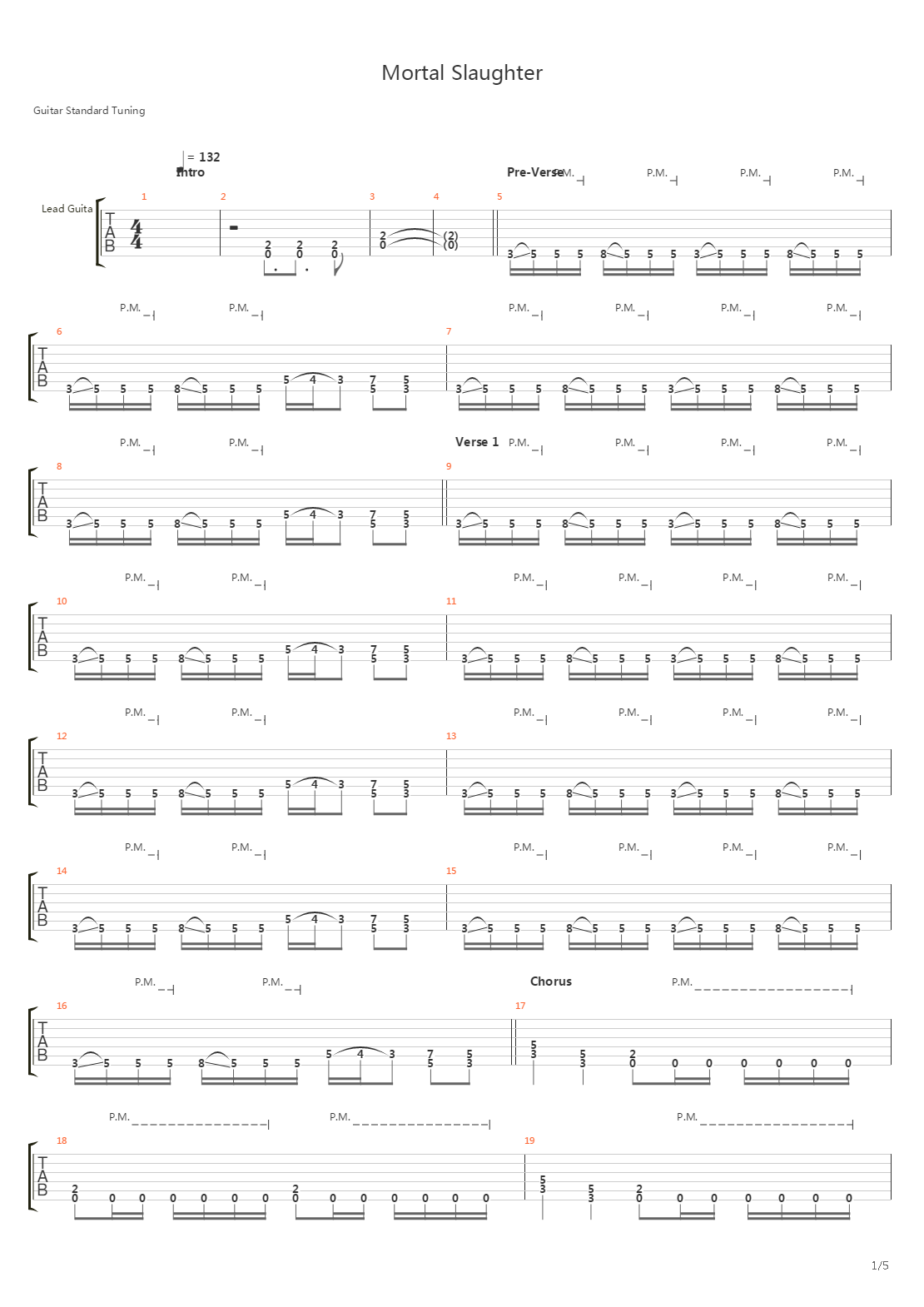 Mortal Slaughter吉他谱