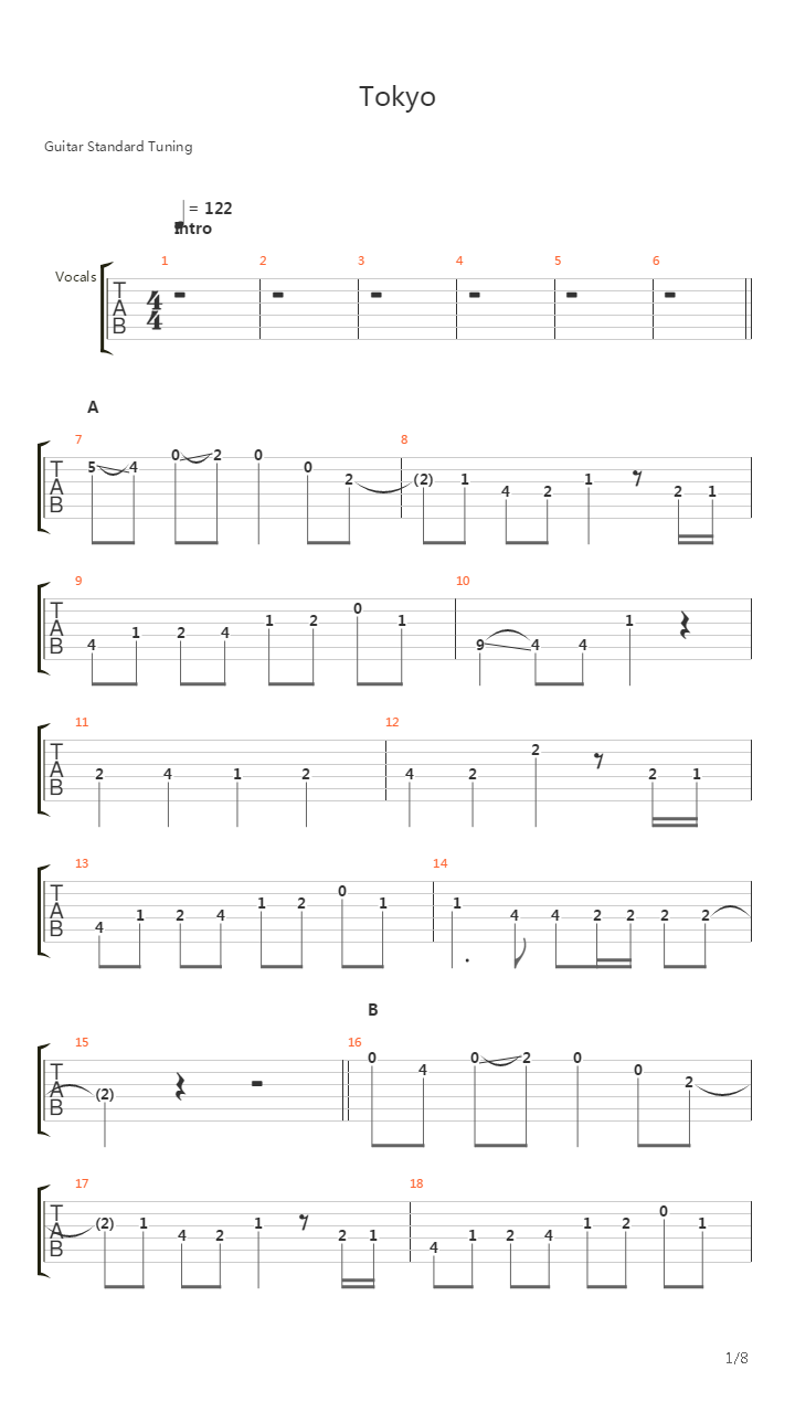 Tokyo吉他谱