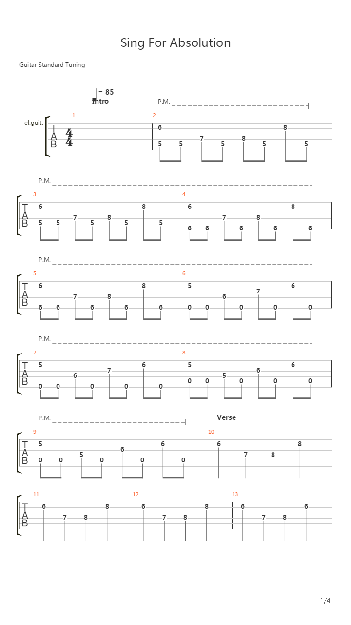 Sing For Absolution吉他谱