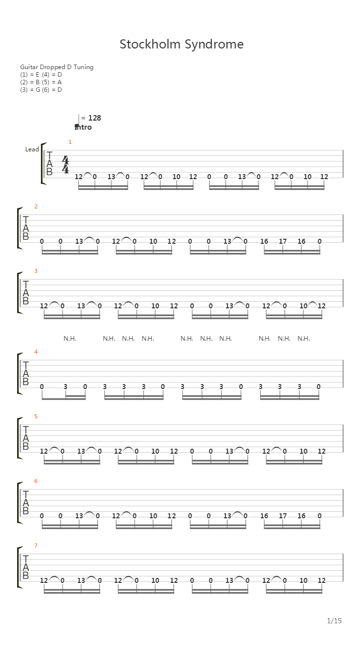 Stockholm Syndrome吉他谱