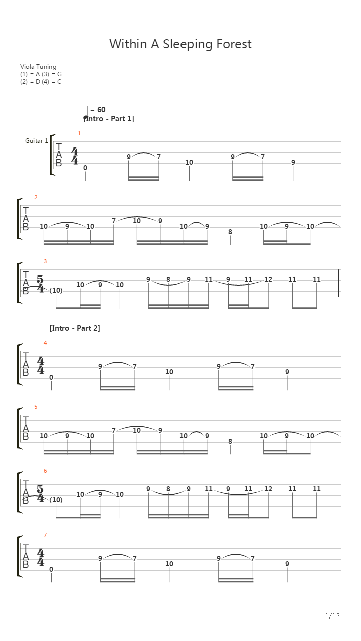 Within A Sleeping Forest吉他谱
