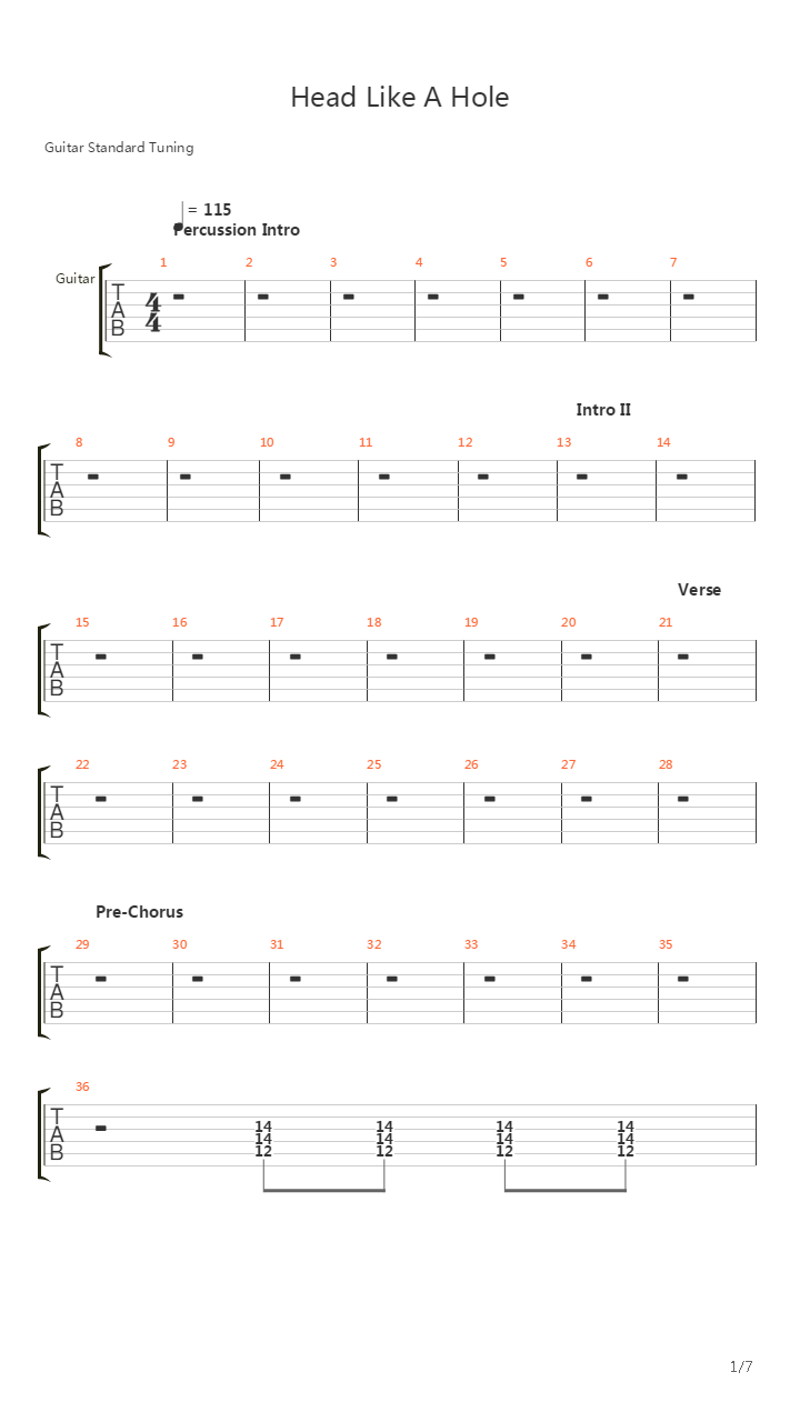 Head Like A Hole吉他谱